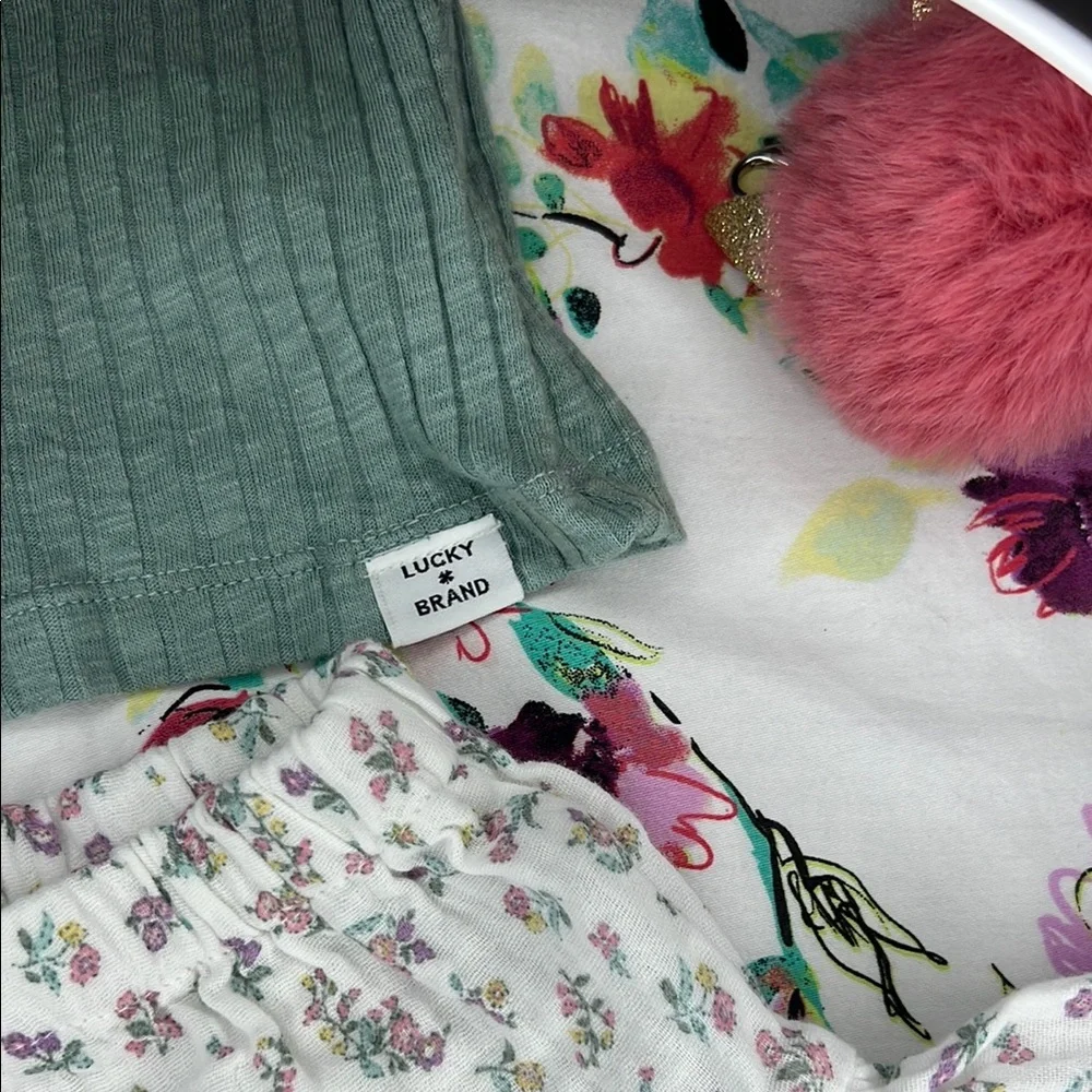 Lucky Brand Kids Matching Set - Green Top and Floral Skort
